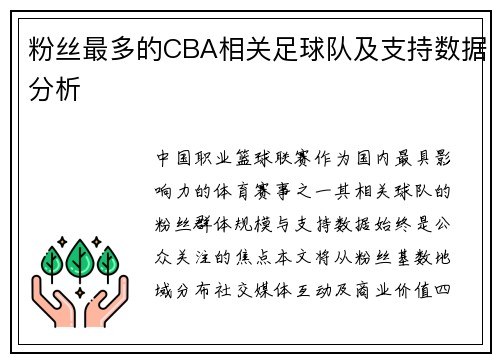 粉丝最多的CBA相关足球队及支持数据分析